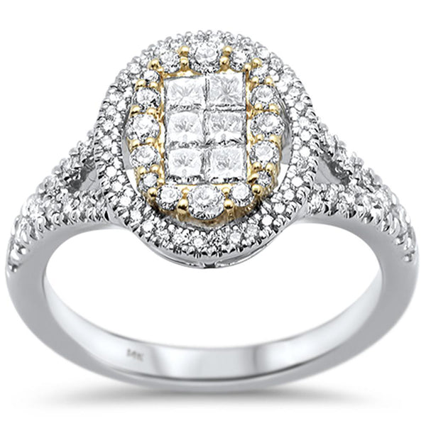 0.93ct 14k Two Tone Gold Diamond Oval Engagement Ring - 02SN18